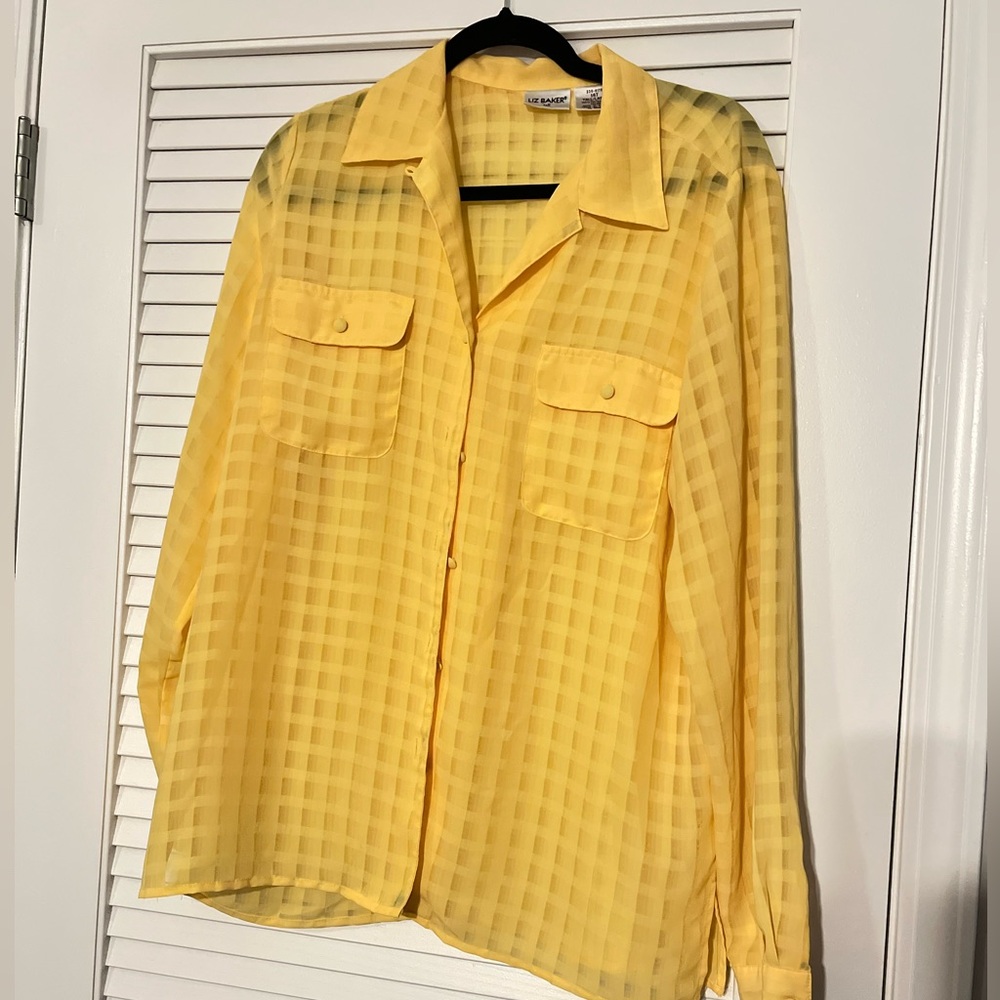 Liz Baker Yellow Checkered Women’s Casual Shirt